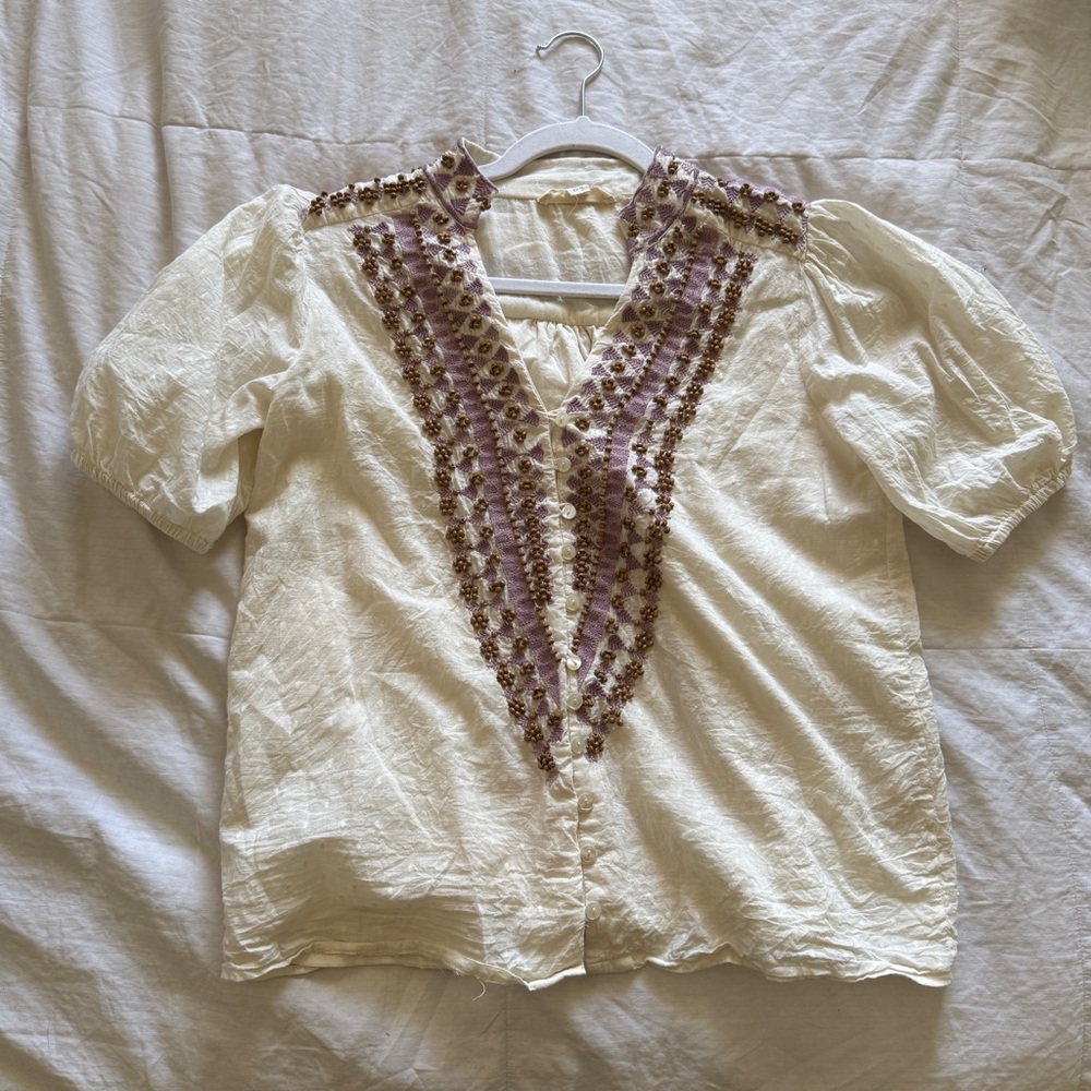 Embroidered Button Blouse - Picture 2 of 8